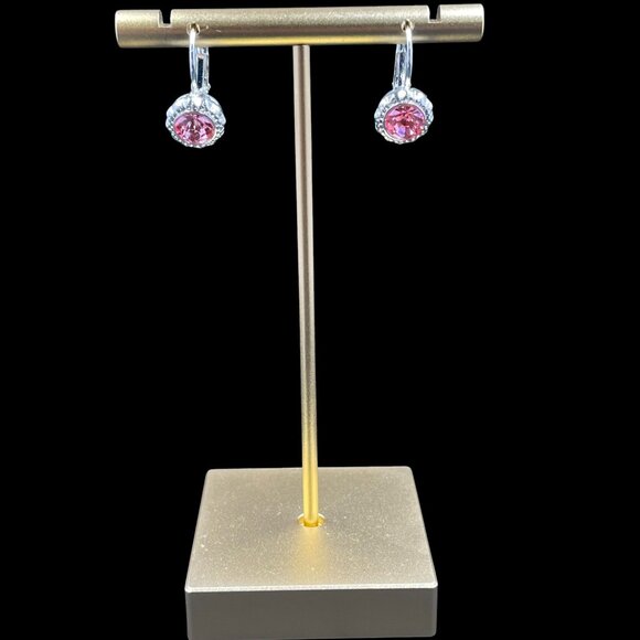 Swarovski Rose Crystal Drop Earrings Silver Coquette Romantic Christmas Gift - Picture 3 of 6